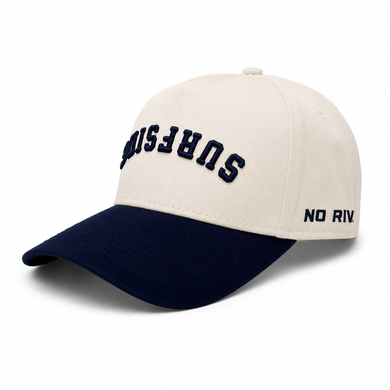 Beige and navy cap with 