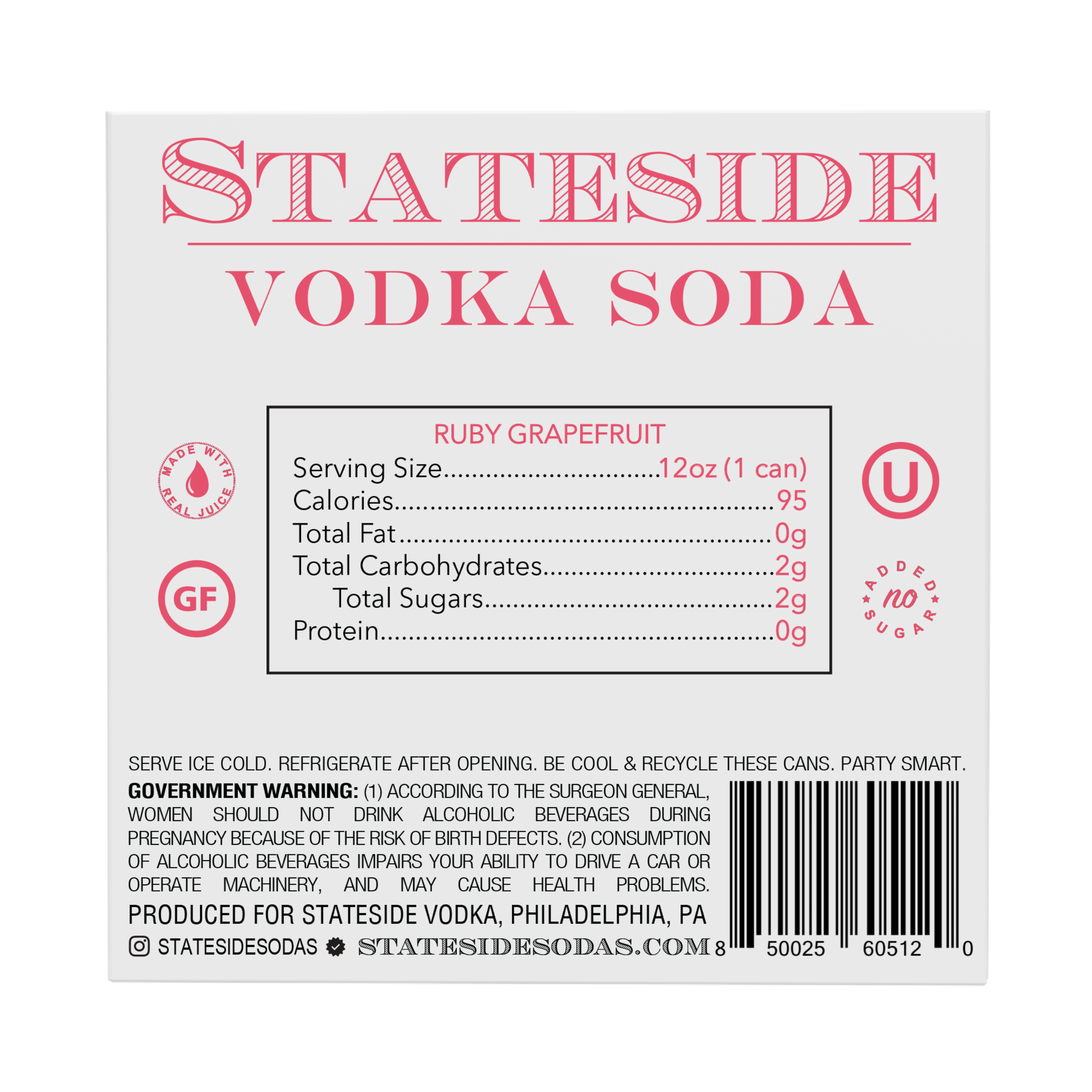 Stateside Vodka Soda Ruby Grapefruit
