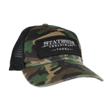 Stateside Vodka Camo Trucker Hat with Stateside Urban Craft Vodka black patch logo on the front