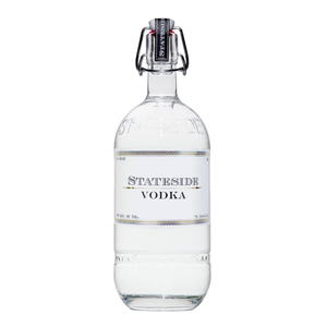 1 liter Stateside Vodka bottle with gold label on a white background