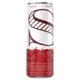 Back of Stateside Vodka Soda Black Cherry 12 fl oz can with Stateside Vodka logo and ingredients, 
2 grams of sugar and 95 calories

