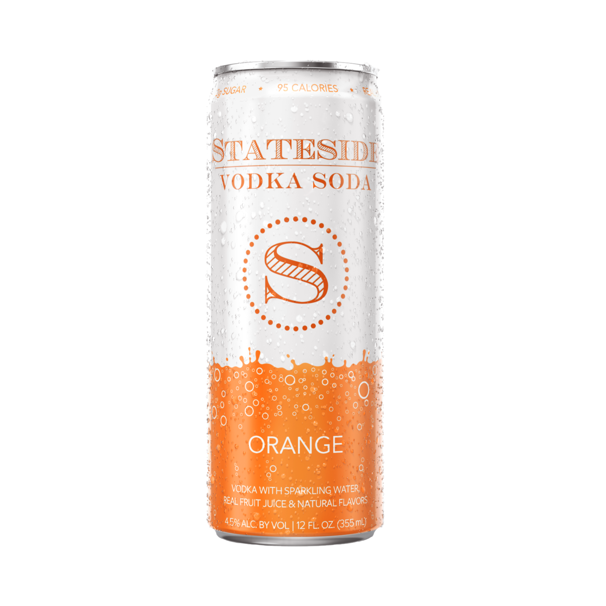 Stateside Vodka Soda Orange 12 oz fl can front featured on a white background