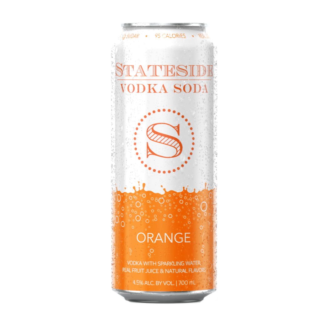 Stateside Vodka Soda Orange can on a white background