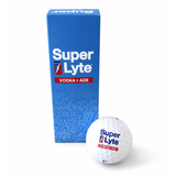 Super Lyte Vodka and Ade gold ball  packaging with a super Lyte branded golf ball