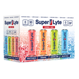 Super Lyte variety beverage pack in various flavors with packaging on a white background
