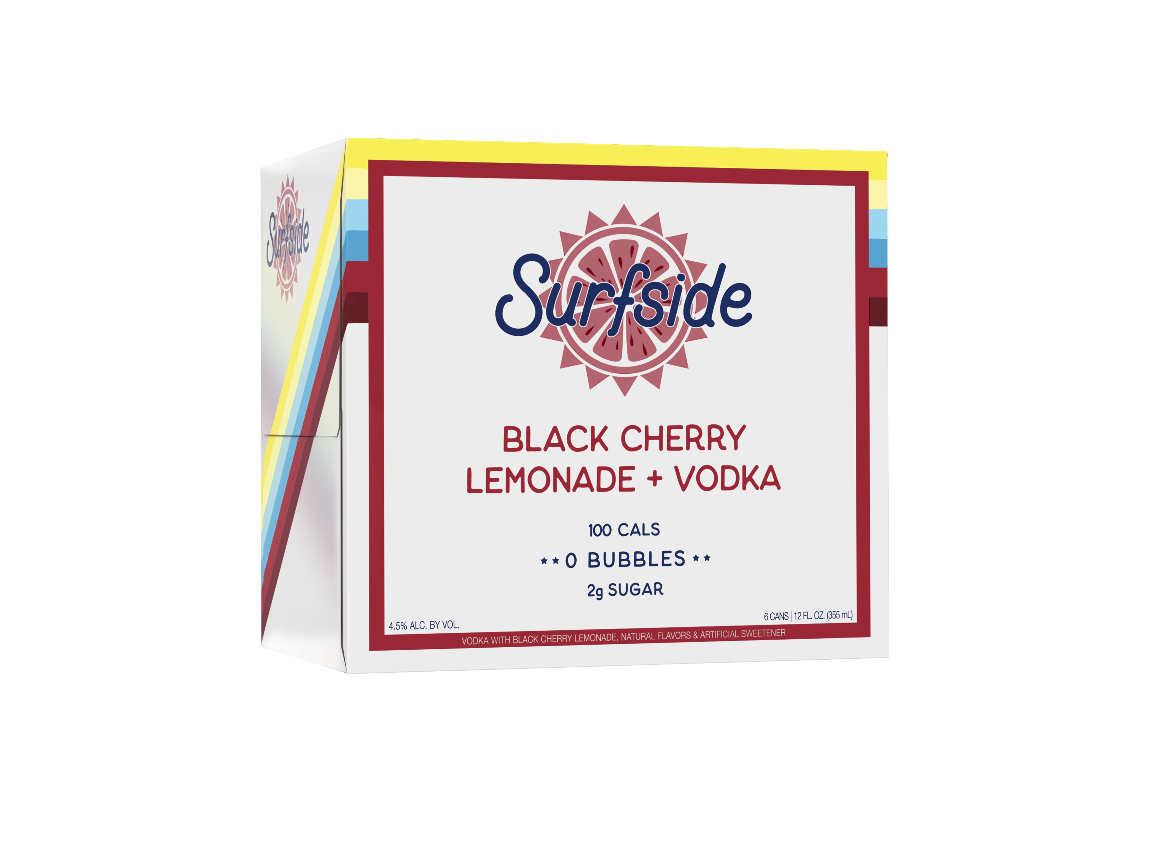 Surfside Black Cherry Lemonade + Vodka 6 pack on a white background