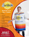 Surfside Iced Tea + Vodka can costume with person wearing it against an orange and white background with promotional text