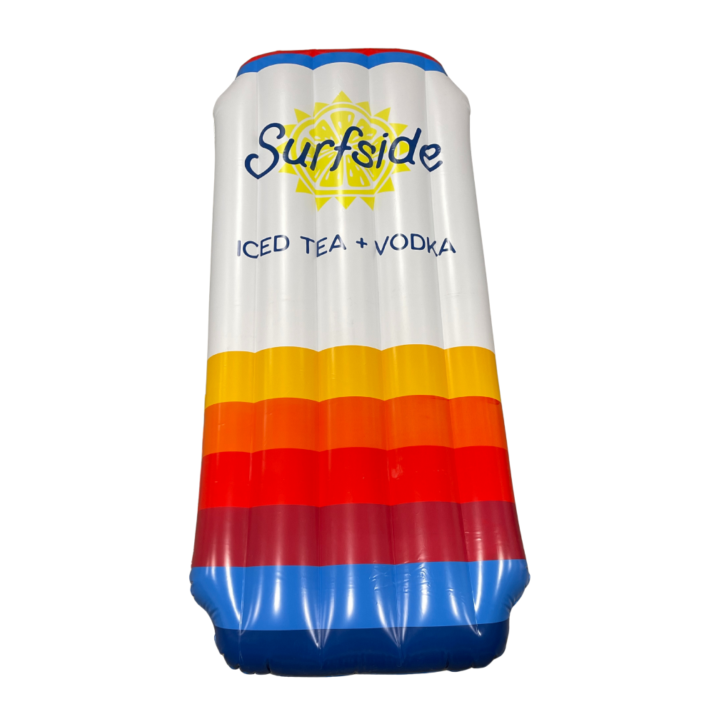 Inflatable pool float with 'Surfside' branding on a white background