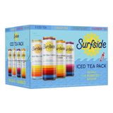 Surfside Iced Tea + Vodka Variety 12 pack featuring Iced Tea + Vodka, Peach Tea + Vodka, Iced Tea and Lemonade + Vodka and Raspberry Tea + Vodka with Surfside branding on a white background