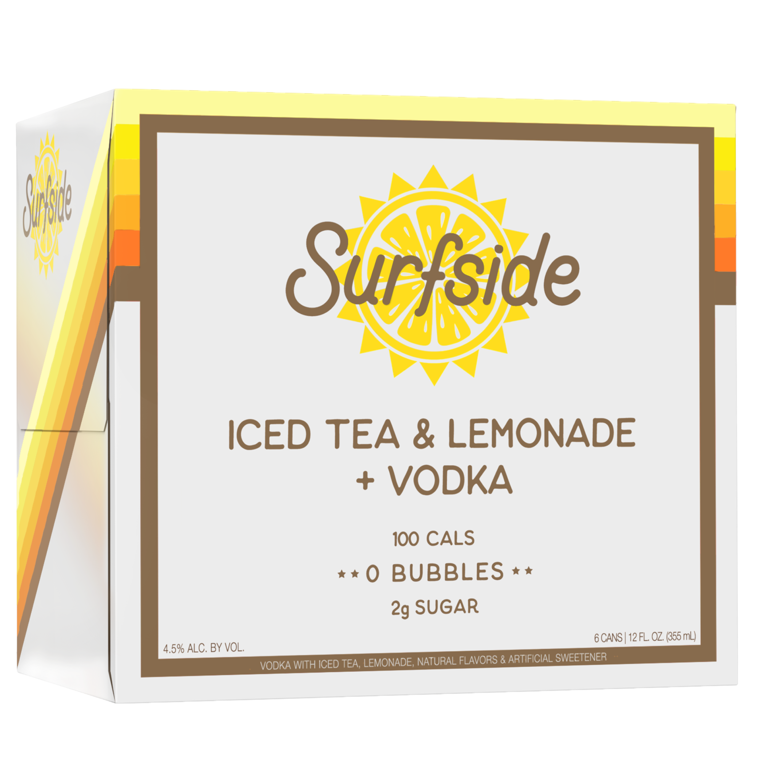Surfside Iced Tea and Lemonade + Vodka 6 pack case on a white background 