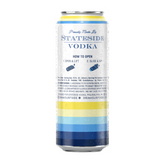 Back of a Surfside Lemonade and Vodka 700 mL can featuring text "Proudly Made by Stateside Vodka" with instructions and ingredients details