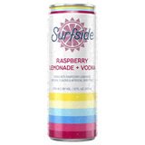 Surfside Raspberry Lemonade + Vodka 12 fl oz can with a pink Surfside logo and brand elements 