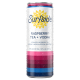 Surfside Raspberry Tea and Vodka 12 fl oz can with a yellow Surfside logo and brand elements 

