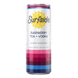Surfside Raspberry Tea + Vodka 12 fl oz can front featuring a white background