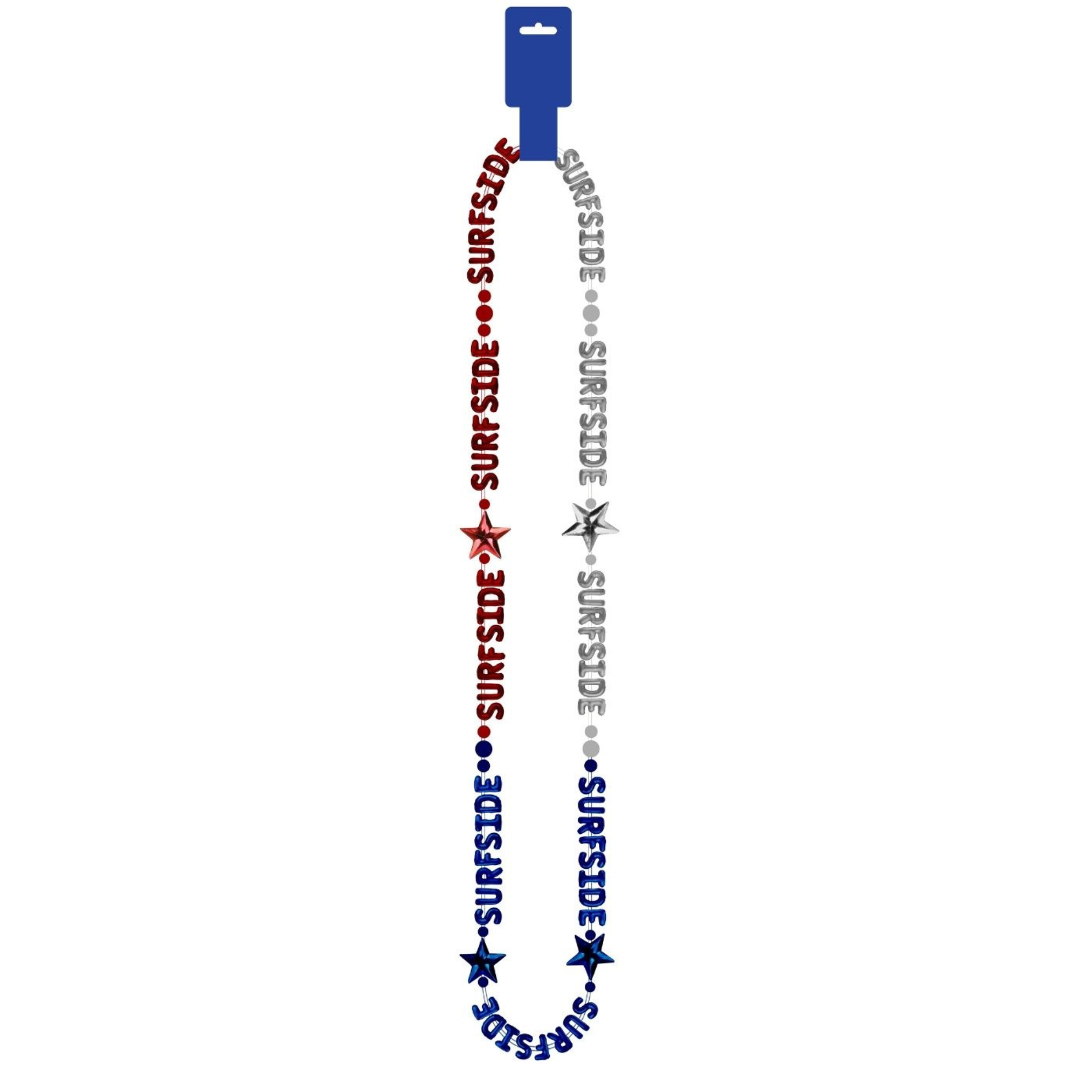 Necklace with 'Surfside' branding on a white background