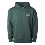 Front of the Surfside Tailgate Green hoodie on a white background