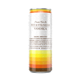 Back of the Iced Tea Half and Half plus vodka can with a colorful stripped design. "Proudly Made by Stateside Vodka" logo near the top of the can laying on a white background