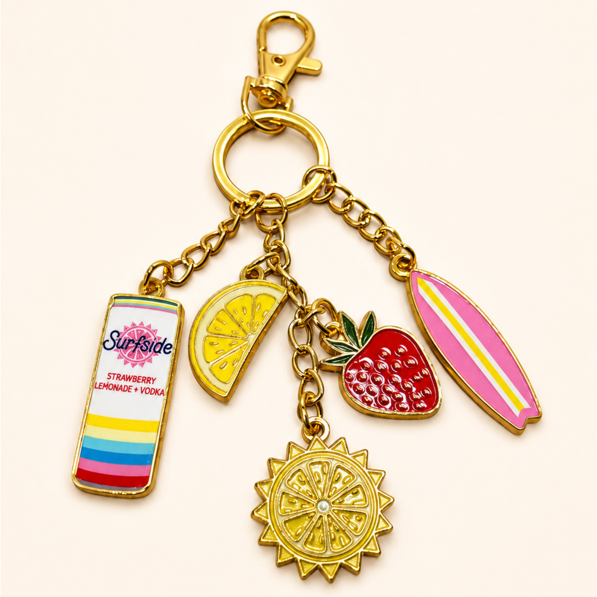 Surfside Strawberry Charm Keychain