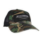 Stateside Vodka Camo Trucker Hat with Stateside Urban Craft Vodka black patch logo on the front